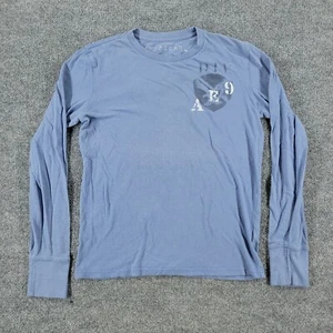 American Eagle Shirt Men's Small Blue Vintage Fit Logo Graphic Tee Long Sleeve - Picture 1 of 14