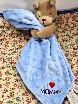 Carters Puppy Dog Blue Lovey Lovie Child Of Mine Minky Dot I Love Mommy Blanket  - Image 1 of 4