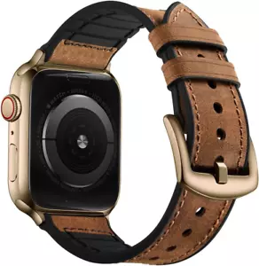 Compatible with Apple Watch Band 49Mm/46Mm/45Mm/44Mm/42Mm, Sweatproof Genuine Le - Picture 1 of 12