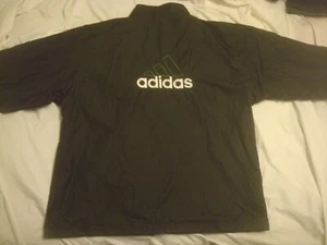 Vintage Men's Adidas Large Logo Mesh Lined Black Full Zip Jacket X-Large - Picture 1 of 7