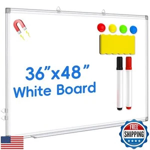 SRGAFIX 36x48 Inch Magnetic Whiteboard with Silver Aluminum Frame, Wall Mount - Picture 1 of 5