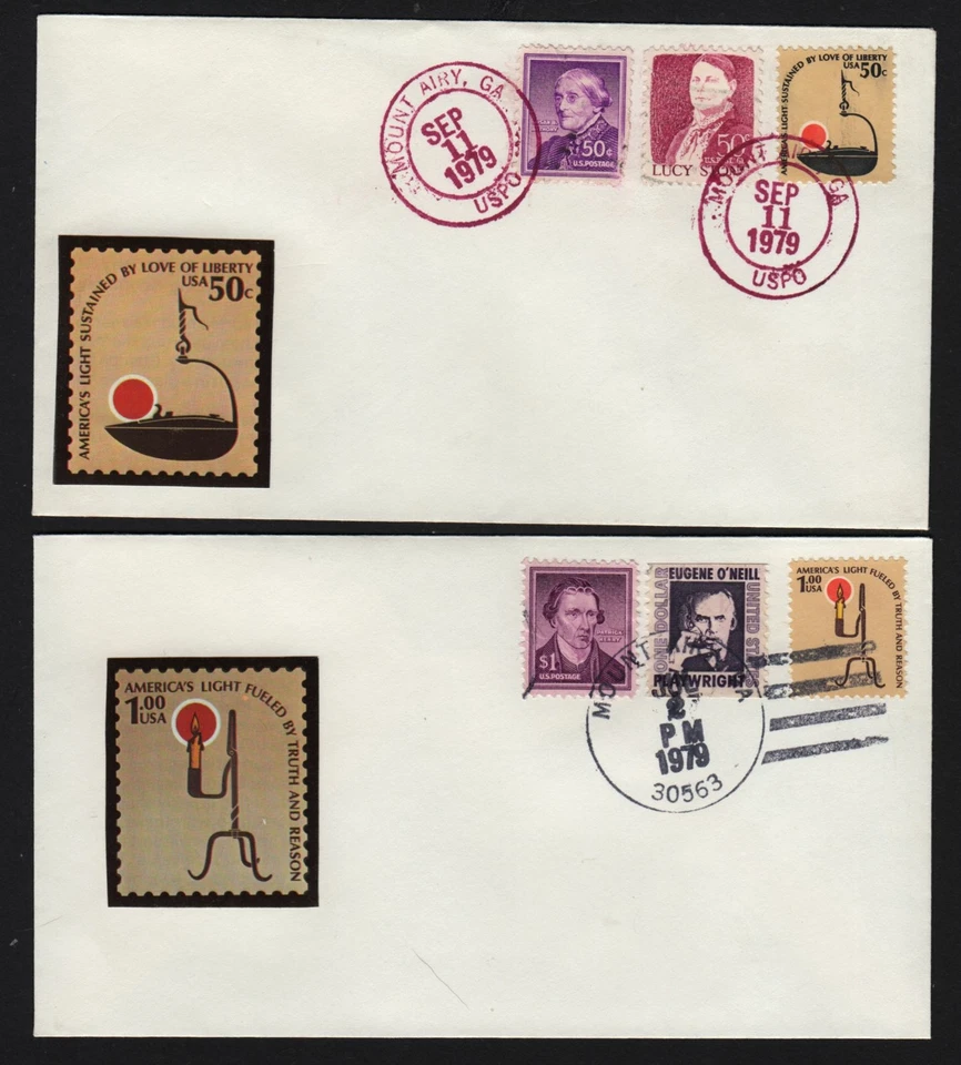 1979 Americana 50c $1 Sc 1608 1610 + other series values Unofficial FD cancels - Image 1 of 1