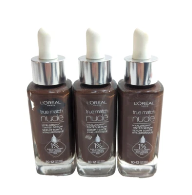 (3) L'Oreal Paris True Match Nude Hyaluronic Tint Serum, 10-12 Deep - Image 1 of 2