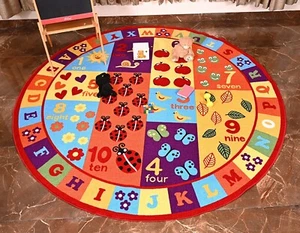 6'6" Round Kids Abc Educational Alphabet Letter Numbers Anti Skid Area Rug - 740 - Picture 1 of 3