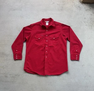 Vintage Carhartt Shirt Mens XLT Red Denim Long Sleeve Pearl Snap Western Work - Picture 1 of 9