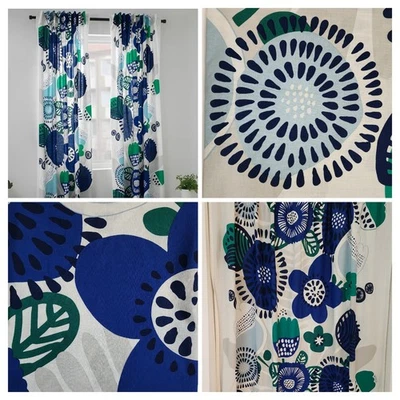 IKEA 1999 Retro Mod IRMELIN por Emma Hagman Flores Grandes (3) Paneles Cortina 85x56 Foto 1 de 4