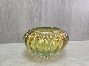 Vintage Alfredo Barbini Sommers Türkis Blau/Gelb Murano Kunst Glas Schale - Bild 1 von 7