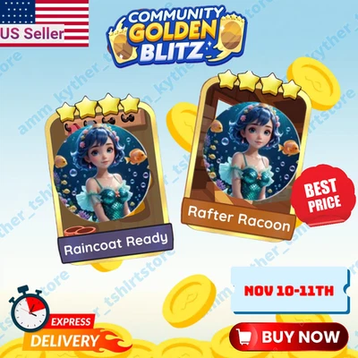 Raincoat Ready & Rafter Raccoon ⭐ Monopoly Go Golden Blitz Sticker ✨️Super cheap - Image 1 of 2