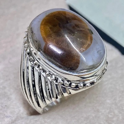 Anillo de plata de ley 925 para hombre yemen aqeeq dawodi داودي ágata para hombre anillos de plata Foto 1 de 4