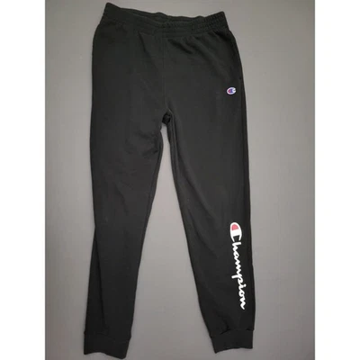 Champion Pants Youth Boys XL Sweat Jogger Mid Rise Spell Out Pull On Knit Black - Image 1 of 4