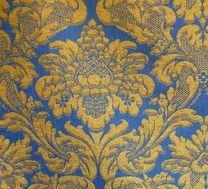 VON YD LEE JOFA MIDDLECREST CHENILLE GRAND DAMAST ROYALBLAU & GOLD FRANKREICH - Bild 1 von 11