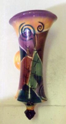 Post Mid Century Memphis Modern Art Pottery Wall Pocket Sconce Foto 1 de 4