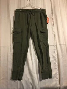 Green Terry Joggers Wonder Nation Boys Husky Size L Drawstring - Picture 1 of 11