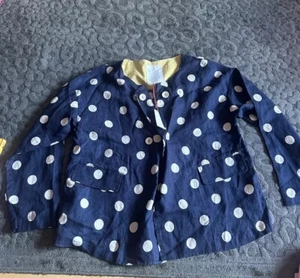White Stuff Jessica Relaxed Fit Linen Jacket - Navy Spot - Size 12 - Picture 1 of 6
