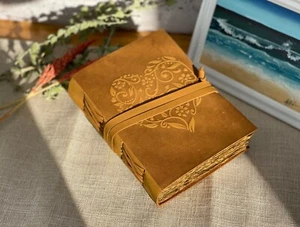 Leather Journal Notebook Handmade Leatherbound Writing Book Cotton Deckle Edge - Picture 1 of 25