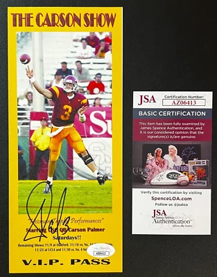 Carson Palmer Signed VIP Pamphlet JSA Cert AUTO #3 USC Trojans NCAA Heisman '02! - Image 1 of 4