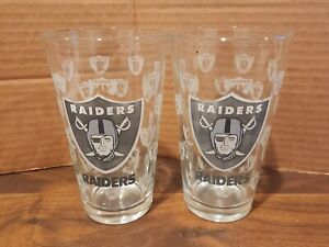 Two (2l Vintage NFL Raiders Glasses. Excellent Condition 