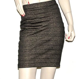 Do & Be Women’s Skirt Small Black Metallic Bronze Mini Bodycon - Picture 1 of 8