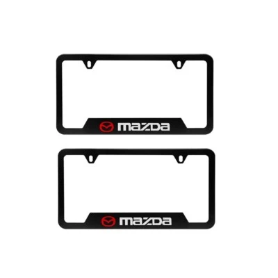 NUEVO 2 piezas marco de matrícula negro de aluminio MAZDA Foto 1 de 4