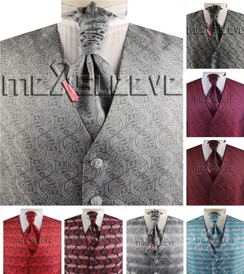 Men's Tuxedo Suits Tailored  Microfiber Paisley Waistcoat Set For Wedding - Image 1 of 1