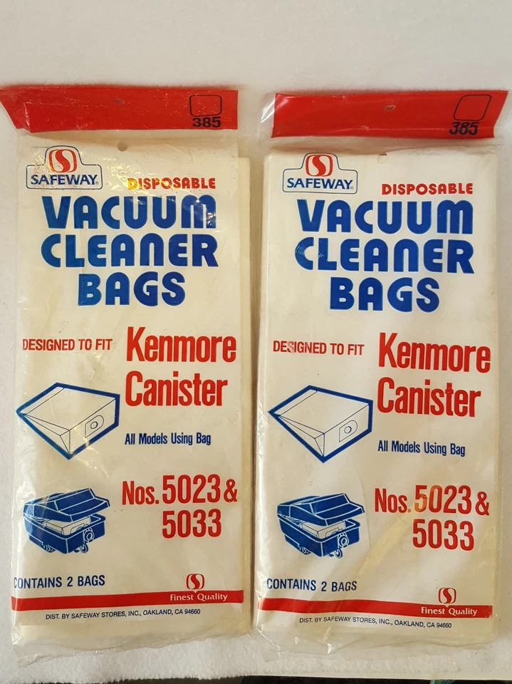 Kenmore Canister Vacuum Bags 5023 & 5033 NEW 2 PKGS 4 Bags Safeway Brand - Image 1 of 4