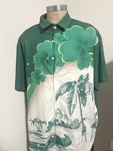 ☘️ Aloha Short Sleeve Hawaiian / Green Shamrock Shirt Men's Size 4XL 1495 - Picture 1 of 12