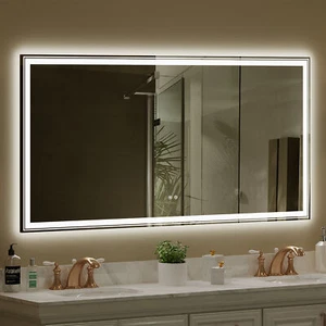 72'' x 36'' LED Bathroom Mirror - Backlit & Front Lighted Bathroom Anti Fog - Picture 1 of 12