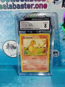 Pokemon TCG Charmander 46/102 Base Set Graded Pokemon Card CGC 8 Mint WOTC 1999 - Picture 1 of 2