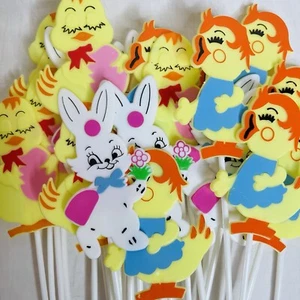 CONEJITO DE PASCUA DE COLECCIÓN Plástico PATO DECORACIÓN RETRO FLORAL Artesanía ELECCIONES: 1 Paquete Nuevo de Lote Antiguo - Imagen 1 de 23