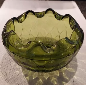 Indiana Glas Vintage grünes Glas Rose Schüssel Süßigkeiten Geschirr Duett gesteppt Diamant - Bild 1 von 4