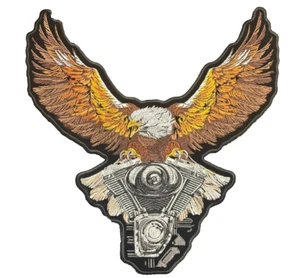Large Eagle V-Twin Biker Back Patch 13 Inch Iron on - Picture 1 of 1