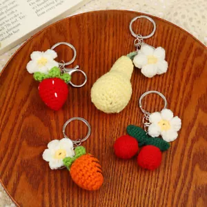 Artificial Fruit Shape Keyring Crocheted Fruit Decor Bags Pendant Keychain DIY - Picture 1 of 16