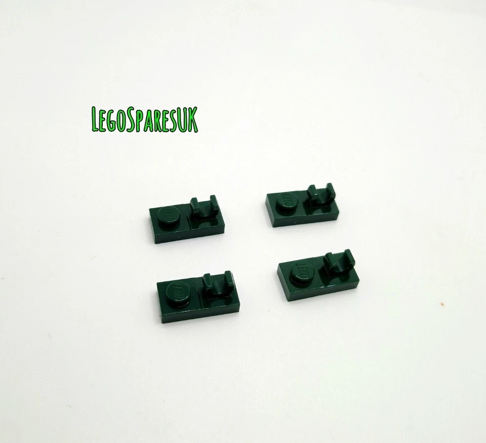 LEGO Part 6375006 / 44861 Plate, Modified 1 x 2 with Clip On Top, Dark Green x 4 - Image 1 of 1