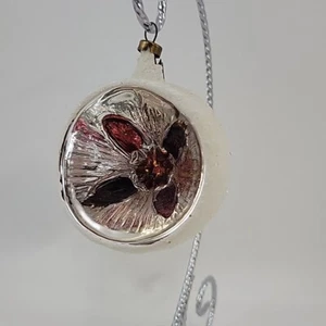 Vintage West German Glass Christmas Ornament Indent Reflector 2.5 Inch Mica - Picture 1 of 9