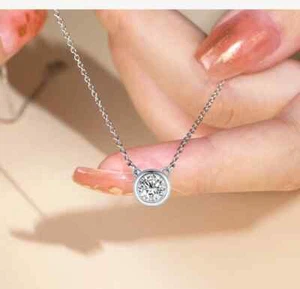 2ct VVS1 D Necklace Pendant 18K Rose Gold Lab-Created Diamond Test Pass - Picture 1 of 2