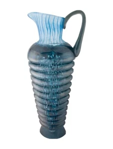 Vintage Large Kosta Boda Kjell Engman Corfu Blue Glass Pitcher Jug Carafe Vase - Picture 1 of 8