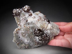 Sphalerite on Quartz Crystals Shuikoushan Ore Field China - Picture 1 of 6