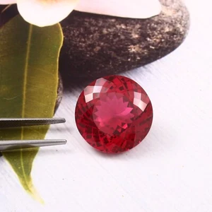 Wonderfull Natural Blood Red Mozambique Ruby Loose Round Gemstone Cut 23x23 MM - Picture 1 of 4