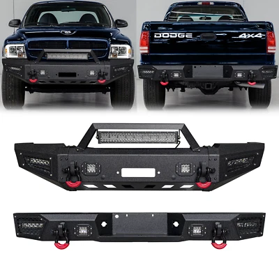 Vijay For 1997-2004 Dodge Dakota Steel Front/Rear Bumper W/Winch Plate&LED Light Foto 1 de 4