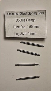 4 New Springbars Spring Bars 18mm Double Flanged Stainless Steel 1.50mm Diameter - Picture 1 of 1