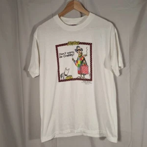 90s Shoebox Maxine T-Shirt Size L White Don’t Worry Be Crabby Single Stitch VTG - Picture 1 of 7