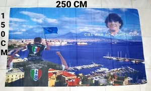 STRISCIONE BANDIERONE GIGANTE NAPOLI CAMPIONI 150x250 BANDIERA TERZO SCUDETTO - Foto 1 di 2