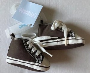 NWT Gymboree Puppy Dog Tails 0-3 Months Brown High Top Sneakers Crib Shoes 01 - Picture 1 of 3