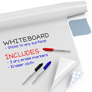 Large Whiteboard Sticker (8 FT) + 3 Dry Erase Board Markers - White Board Wall