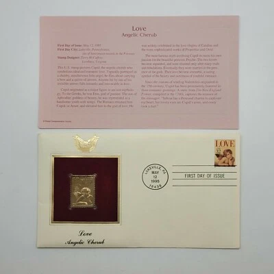 3 Love 22kt Gold Stamps First Day of Issue 32 Cent May 12, 1995. STP46 - Image 1 of 3