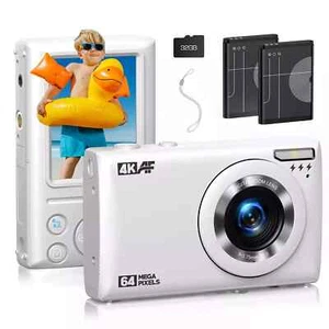 Portable 4K Kid Small Digital Camera Autofocus 64MP 18X Zoom Vlogging Camera 32G - Picture 1 of 8