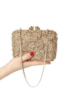 Diamond-set dinner bag with empty metal diamond bag party with small square bag - Picture 1 of 10