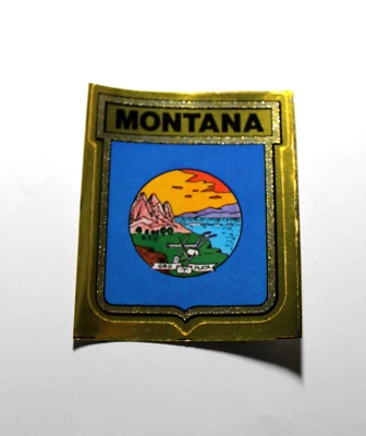1972 VINTAGE GULF OIL MONTANA STATE FLAG TRAVEL STICKER DECAL WITH HISTORY - Image 1 of 2