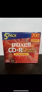 Maxell CD R 80 minute Recordable 5 Pack for Data Music 700 MB New w/Jewel Cases - Picture 1 of 1