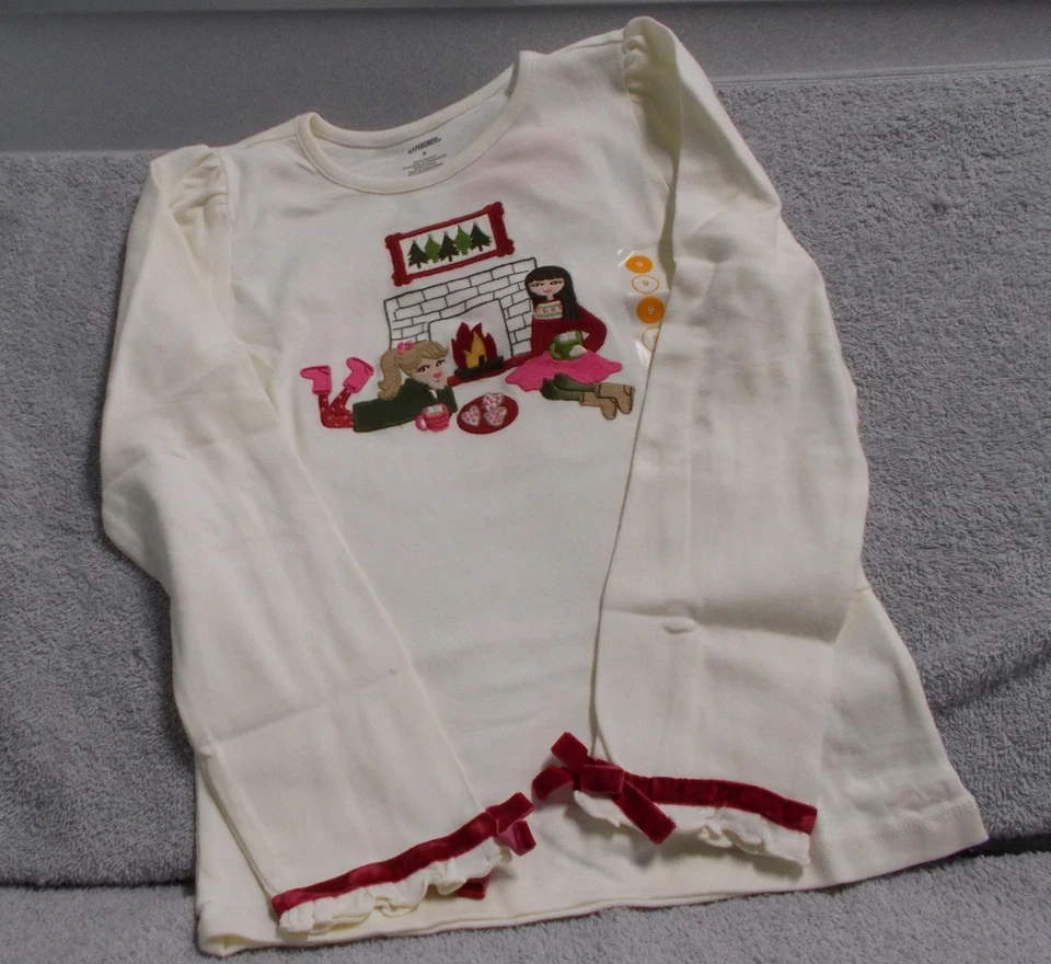 NEW VINTAGE GYMBOREE COZY OWL SITTING BY THE FIREPLACE TOP SIZE 9 - Image 1 of 1